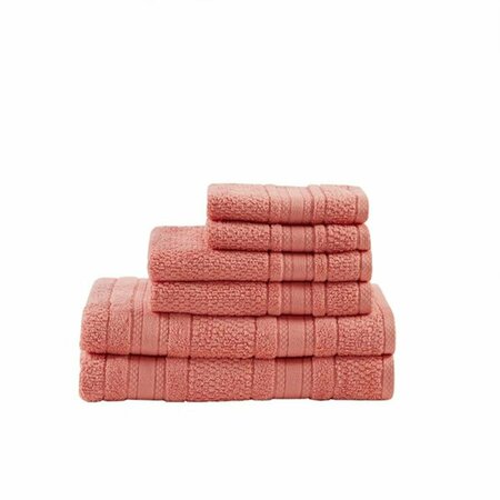 MADISON PARK Adrien Super Soft Cotton Towel Set - Coral, 6 Piece MPE73-664